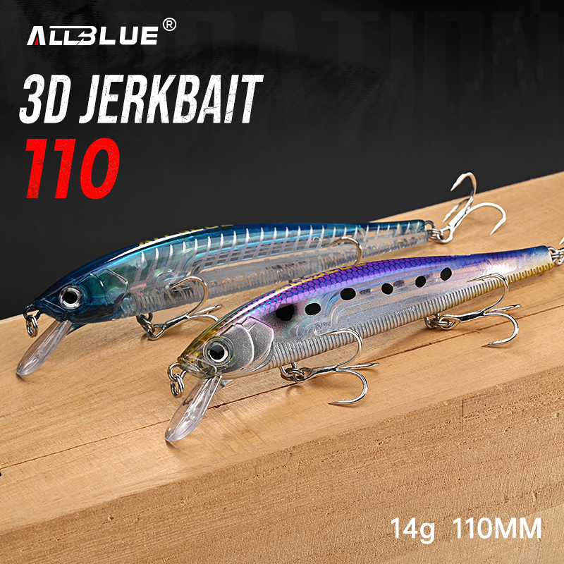 Fishing Lure Topwater - Воблер ALLBLUE 3D Jerkbait, 110 мм,