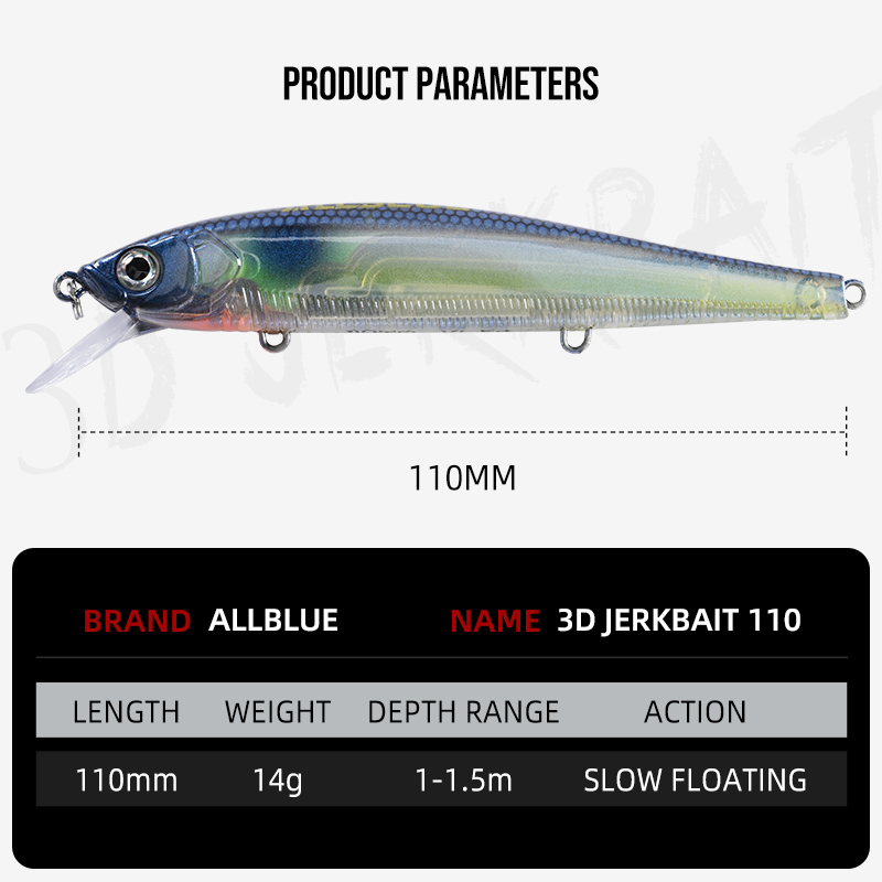 Воблер ALLBLUE 3D Jerkbait, 11 – обзор и цена Fishing Lure Topwater
